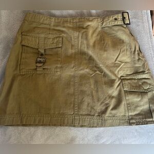 Army Green Cargo Mini Skirt with Buckle Detail